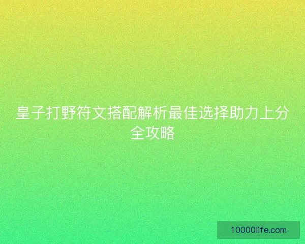 皇子打野符文搭配解析最佳选择助力上分全攻略