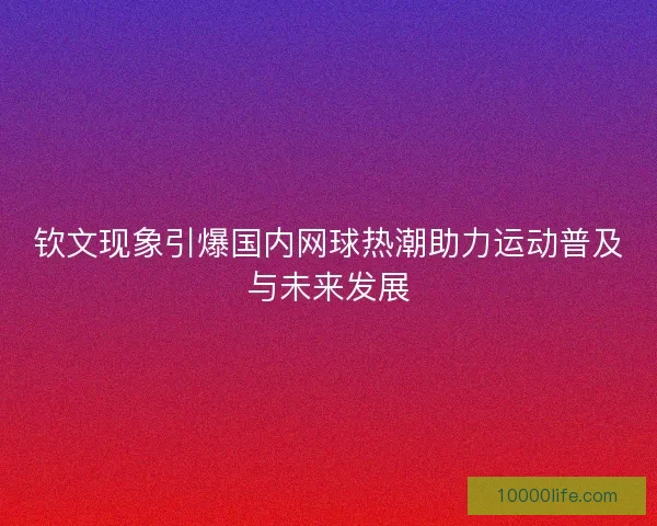 钦文现象引爆国内网球热潮助力运动普及与未来发展