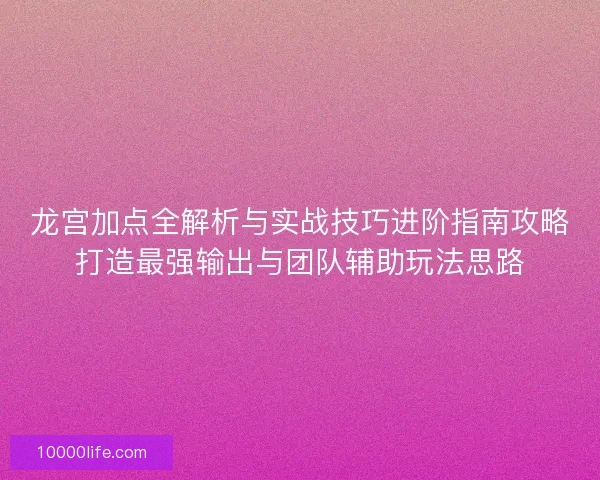 龙宫加点全解析与实战技巧进阶指南攻略打造最强输出与团队辅助玩法思路